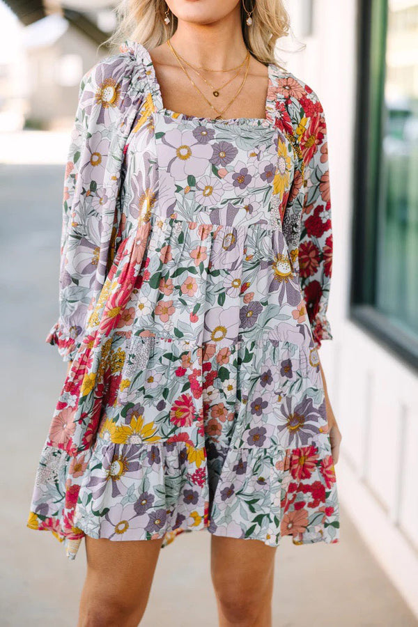 Let's Be Clear Lavender Purple Floral Babydoll Dress – Shop the Mint