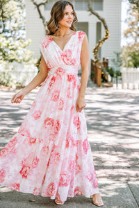 Feeling Speechless Pink Floral Maxi Dress