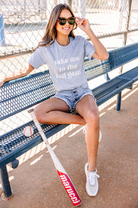 To The Ball Game Baby Blue Graphic Tee