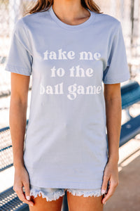 To The Ball Game Baby Blue Graphic Tee