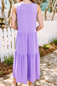 casual purple women's midi dress