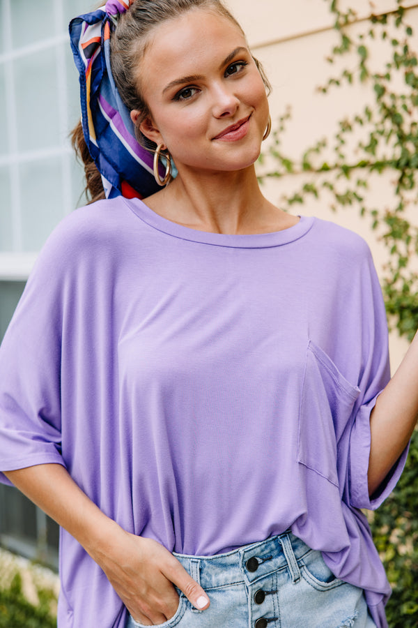 purple oversized top