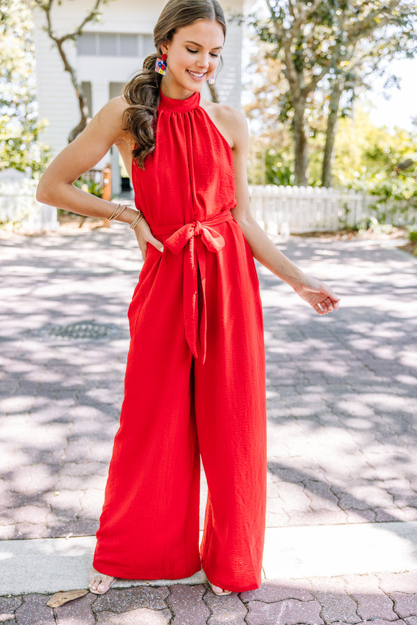 chic red jumpsuit