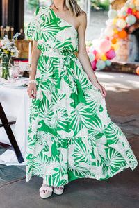 Beachside Beauty Green Palm Maxi Dress