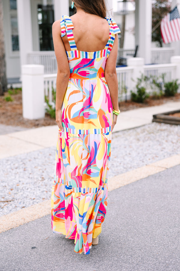At This Point Pink Multi Abstract Maxi Dress