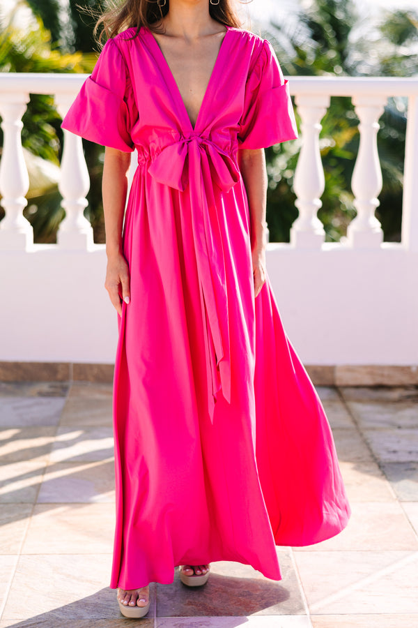 Keep It Up Fuchsia Pink Puff Sleeve Maxi Dress – Shop the Mint