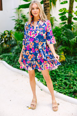 Feeling Like Love Navy Blue Floral Dress – Shop the Mint