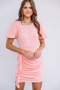 All Of Your Love Peach Pink Ruffled Dress