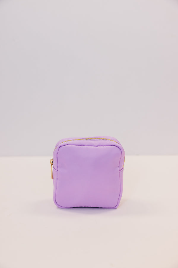 Let's Get Going Lilac Varsity Cosmetic Bag, Small