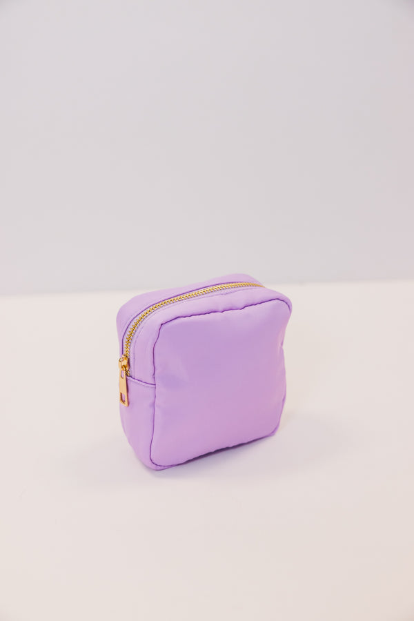 Let's Get Going Lilac Varsity Cosmetic Bag, Small