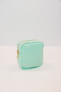 Let's Get Going Mint Varsity Cosmetic Bag, Small