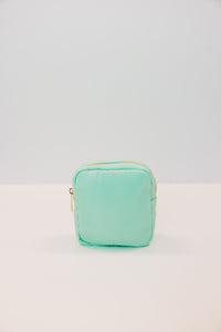 Let's Get Going Mint Varsity Cosmetic Bag, Small