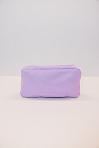 Let's Get Going Lilac Varsity Cosmetic Bag, Medium