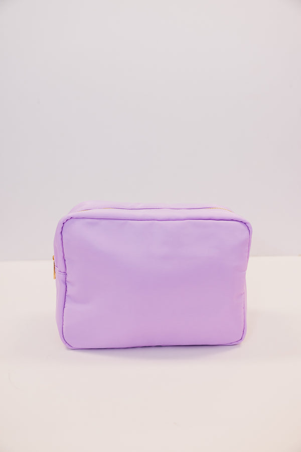 Let's Get Going Lilac Varsity Cosmetic Bag, X-Large