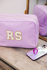 Let's Get Going Lilac Varsity Cosmetic Bag, X-Large