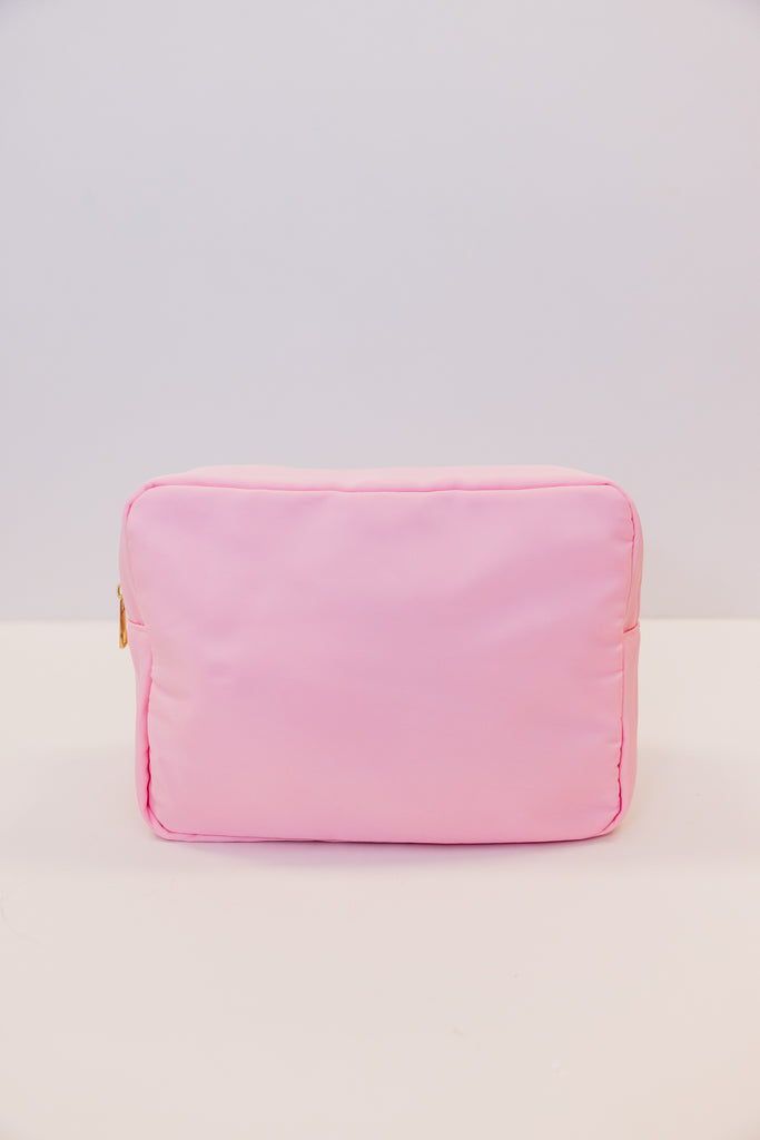Let's Get Going Baby Pink Varsity Cosmetic Bag, X-Large – Shop the Mint