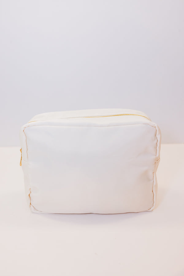 Let's Get Going Nude Varsity Cosmetic Bag, X-Large
