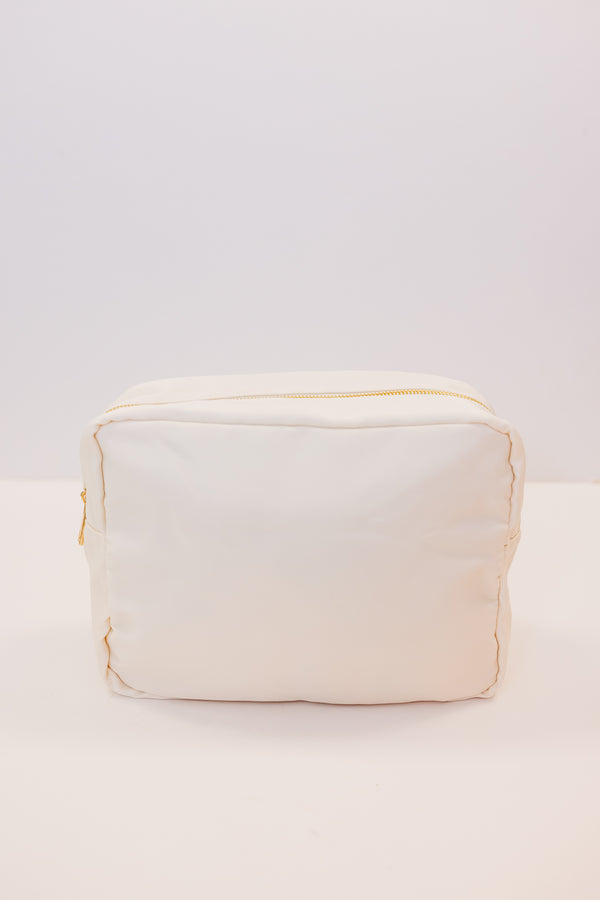 Let's Get Going Nude Varsity Cosmetic Bag, X-Large