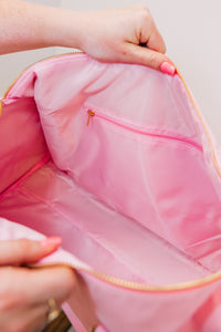 The Getaway Baby Pink Varsity Duffle Bag