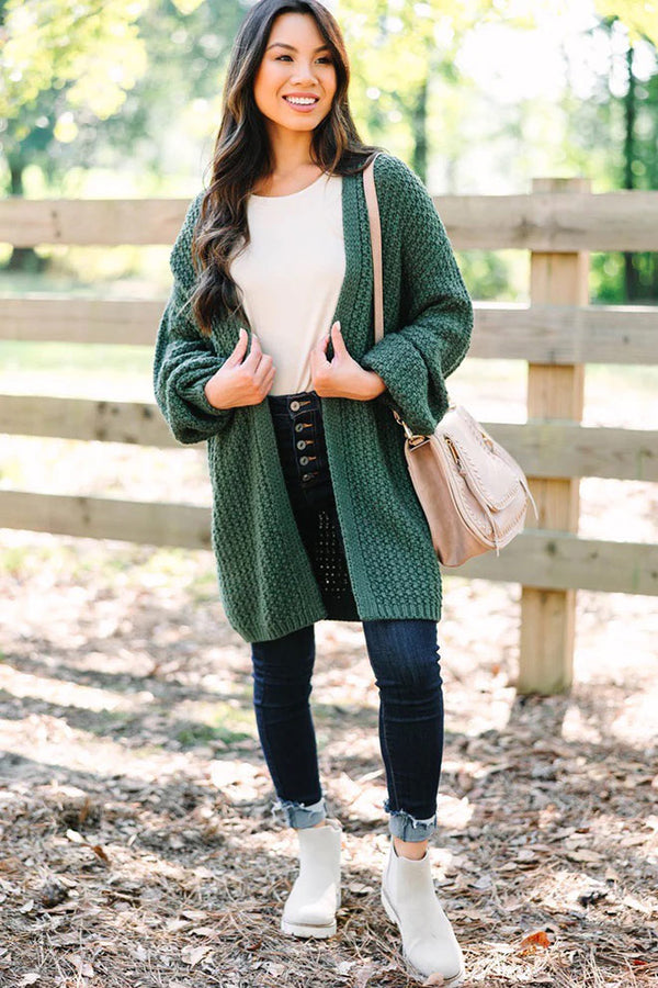 Face The Day Olive Green Cardigan