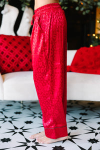 Feel The Energy Red Satin Leopard Pajama Set