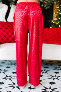 Feel The Energy Red Satin Leopard Pajama Set
