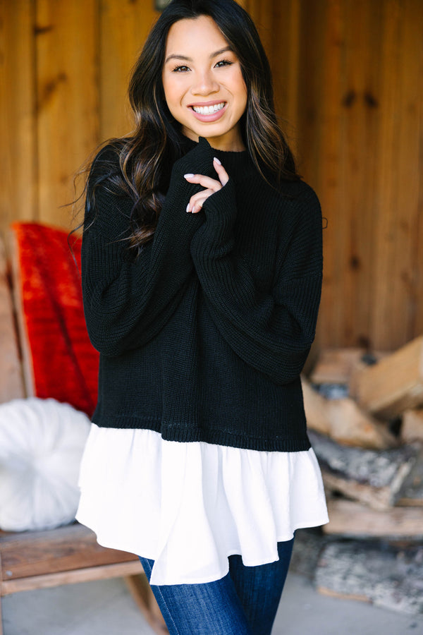 Focus On You Black Layered Sweater