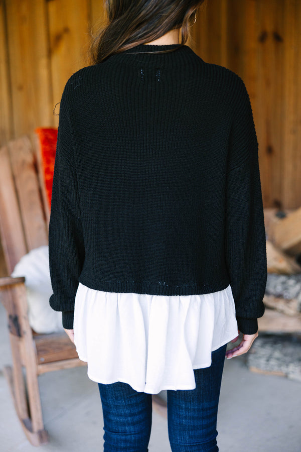 Focus On You Black Layered Sweater