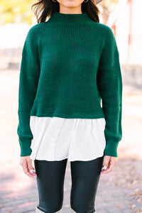 Focus On You Hunter Green Layered Sweater