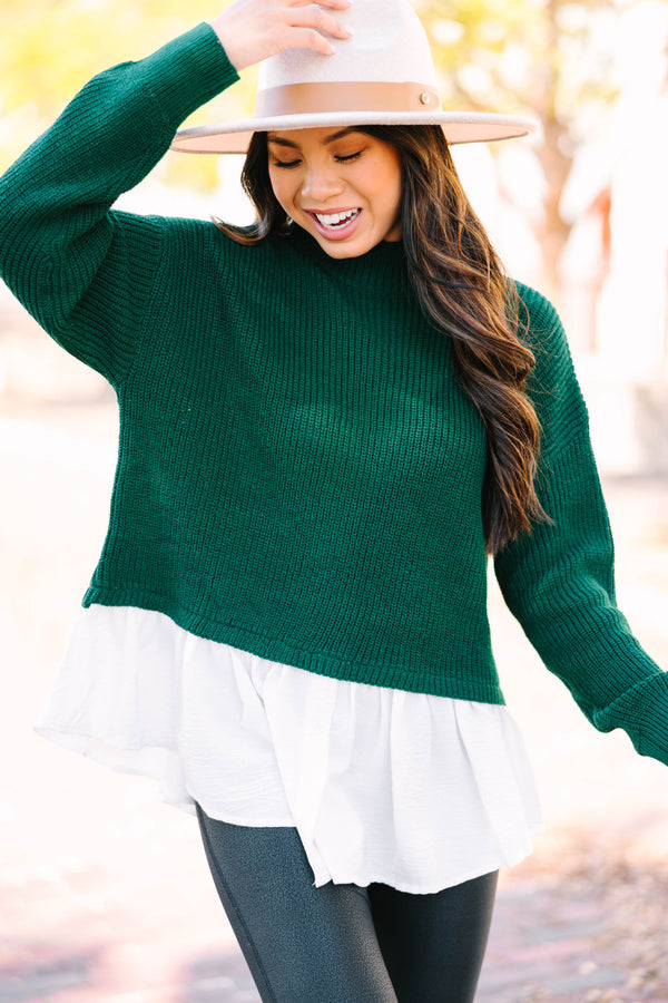 Focus On You Hunter Green Layered Sweater – Shop the Mint