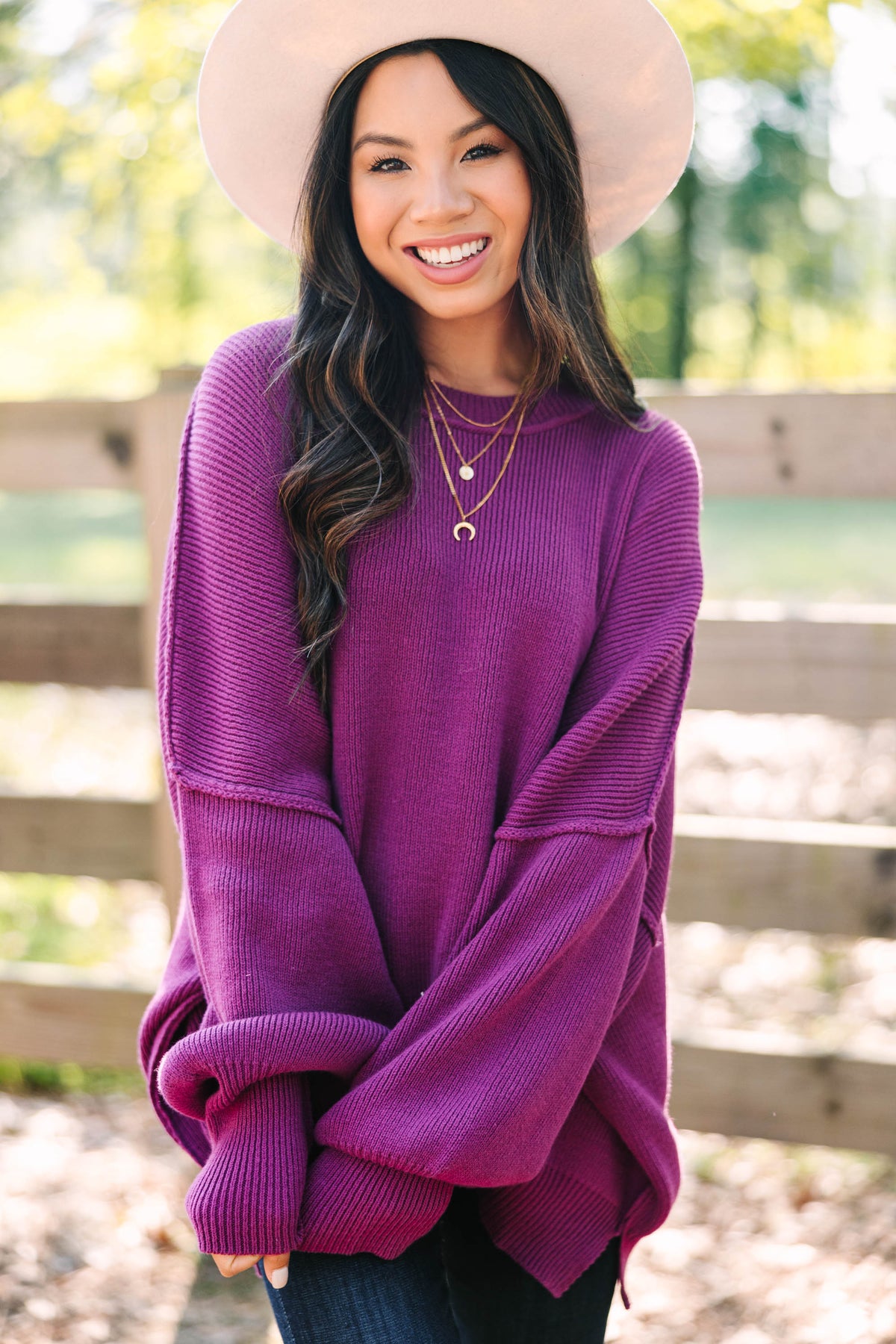 Give You Joy Magenta Purple Dolman Sweater – Shop the Mint