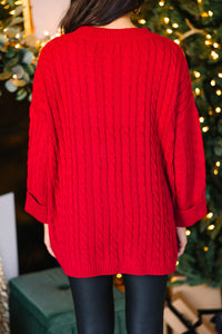 bright red women's sweater