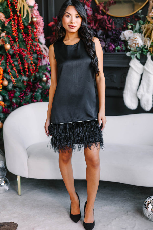 feather detail cocktail dress