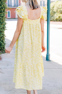 trendy women's yellow midi dress