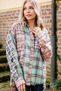 casual pink plaid top