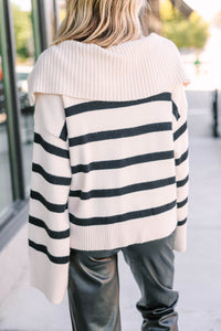 Let Them Know Natural White Striped Sweater