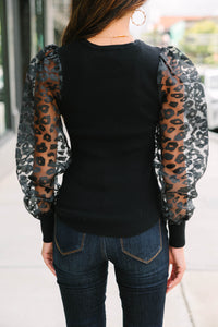 black leopard blouse