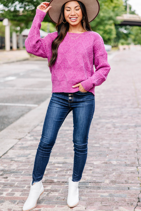 textured purple sweater