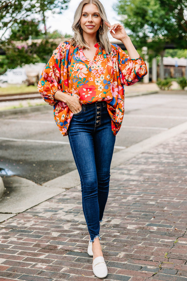 All The Love Camel Yellow Floral Blouse