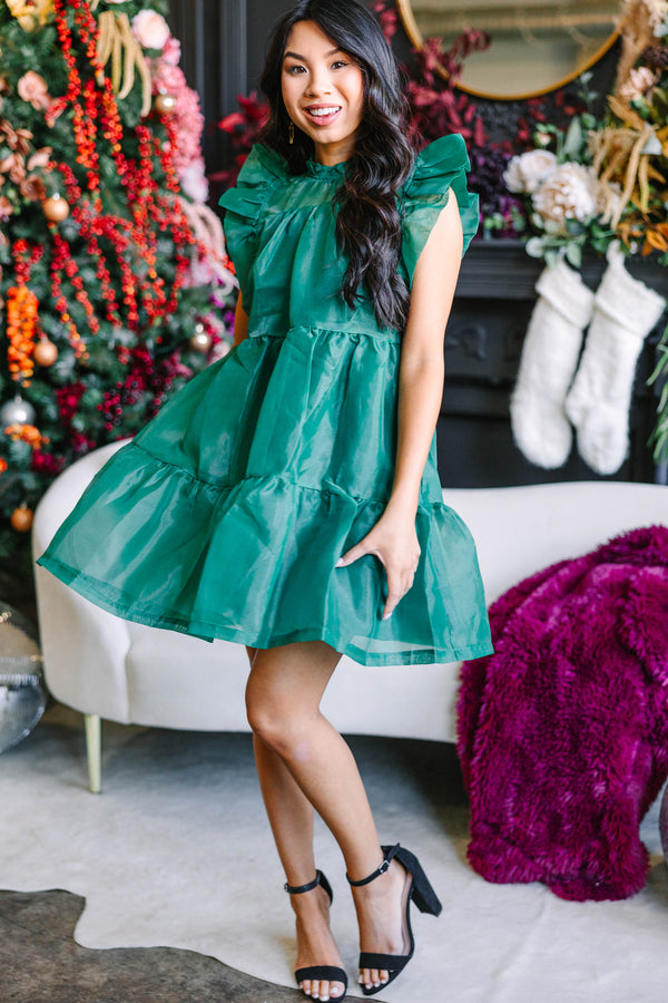 frilly green dress Save Your Applause Emerald Green Ruffled Dress, Medium - The Mint Julep Boutique