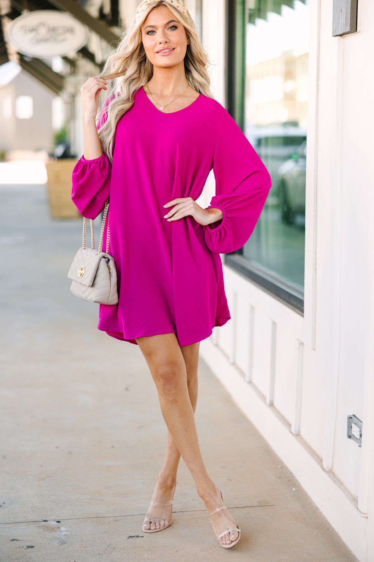 magenta long sleeve dress Loud And Clear Purple Bubble – Shop the Mint Size:44,5 Model Size 510 and Felicity Maxi Dress - LOGAN
