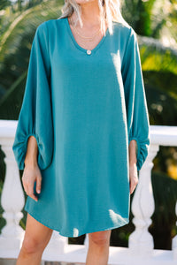 Loud And Clear Spruce Green Bubble Sleeve Dress