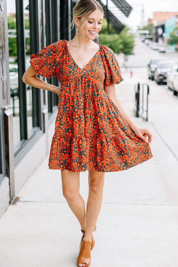 Right Place Right Time Hunter Green Floral Dress