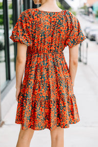 Right Place Right Time Hunter Green Floral Dress