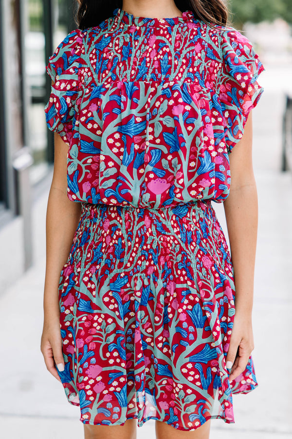 Treat Yourself Burgundy Red Floral Dress