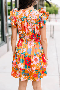Feeling The Love Camel Yellow Floral Dress