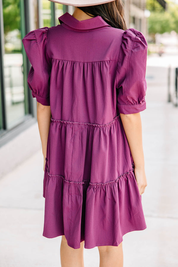 purple tiered dress
