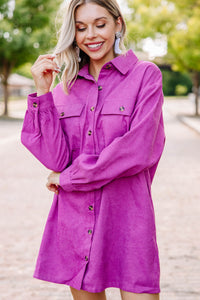 trendy purple corduroy dress