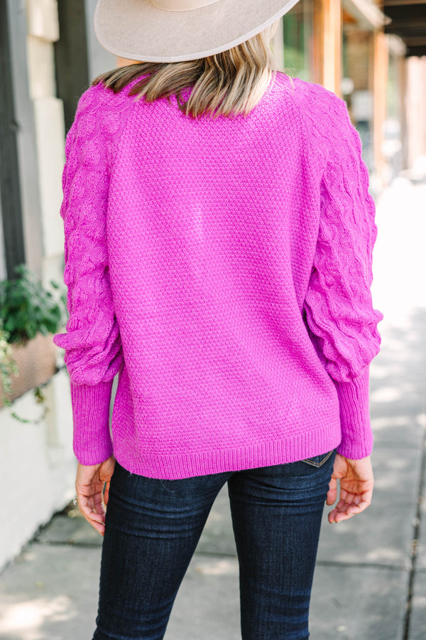 textured bubble sleeve sweater