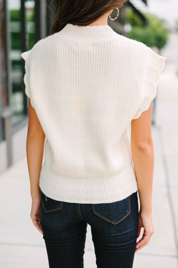 Cream White Cable Knit Long Sleeve Turtleneck Backless Mini Sweater Dress main image 1